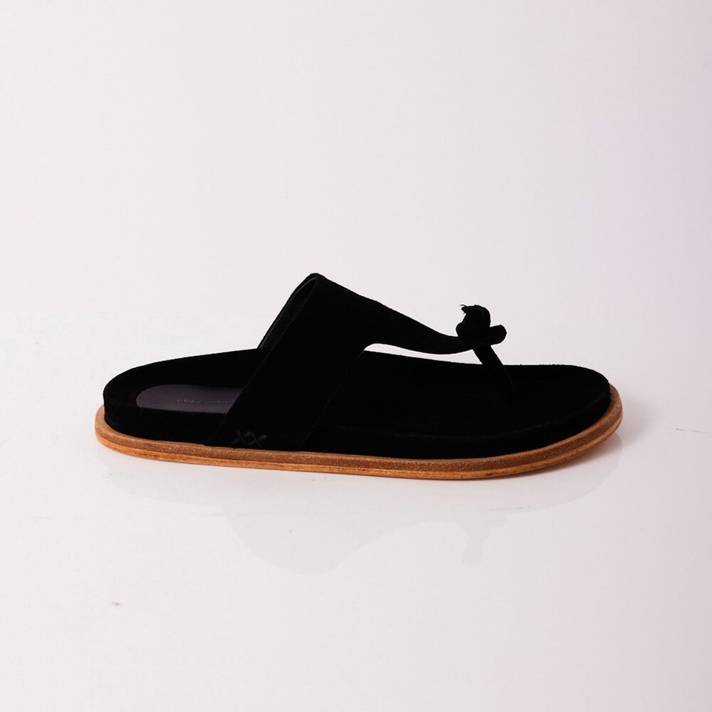 🎉LAST CHANCE🎉 FREE PEOPLE Mika Footbed Sandals / Black Suede - Picture 7 of 12